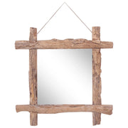 Specchio con Tronchi Naturale 70x70 cm in Teak di Recupero