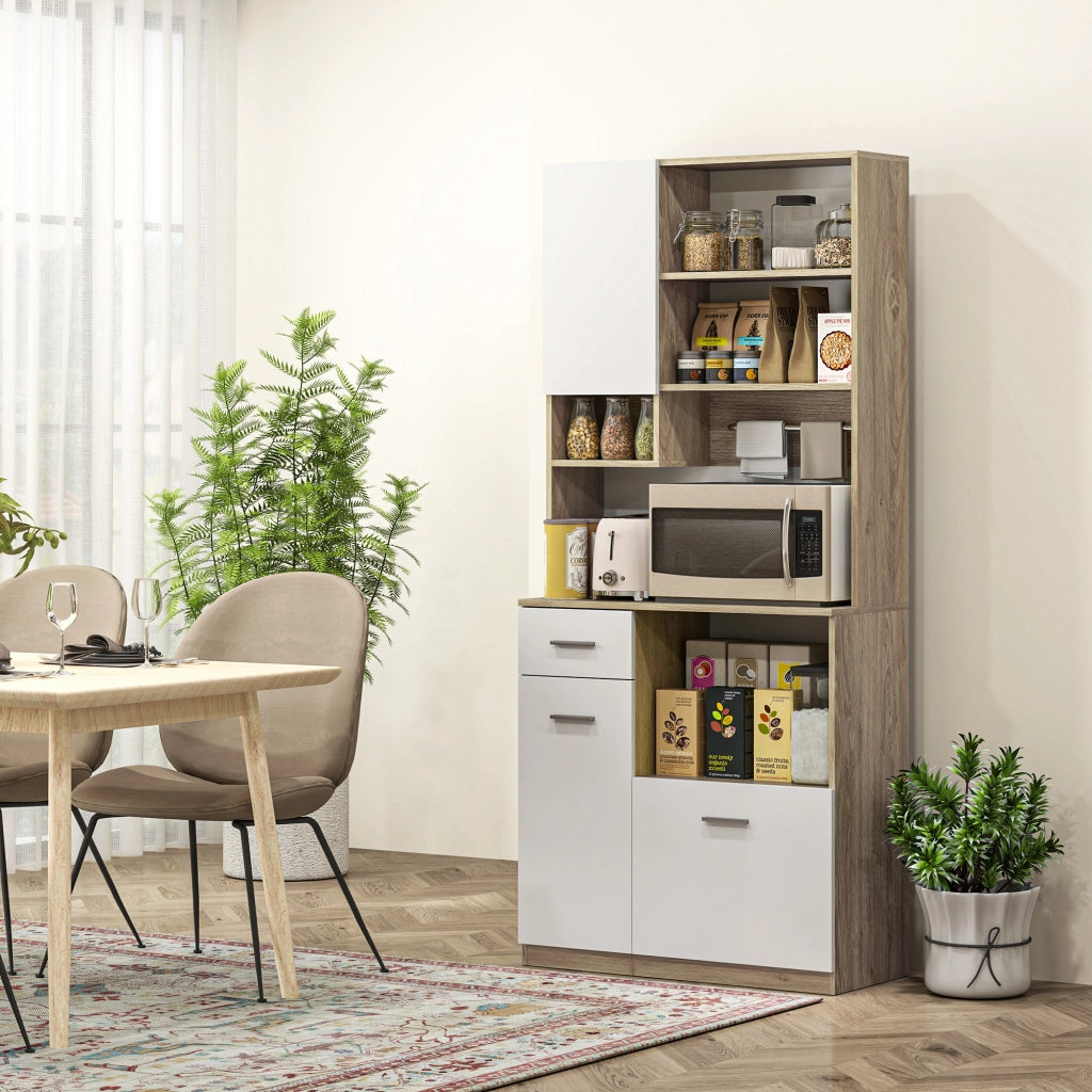 Armadio Dispensa con Cassetto e 3 Ante ¨C zephmum ¨C Bianco 80x35x180 cm