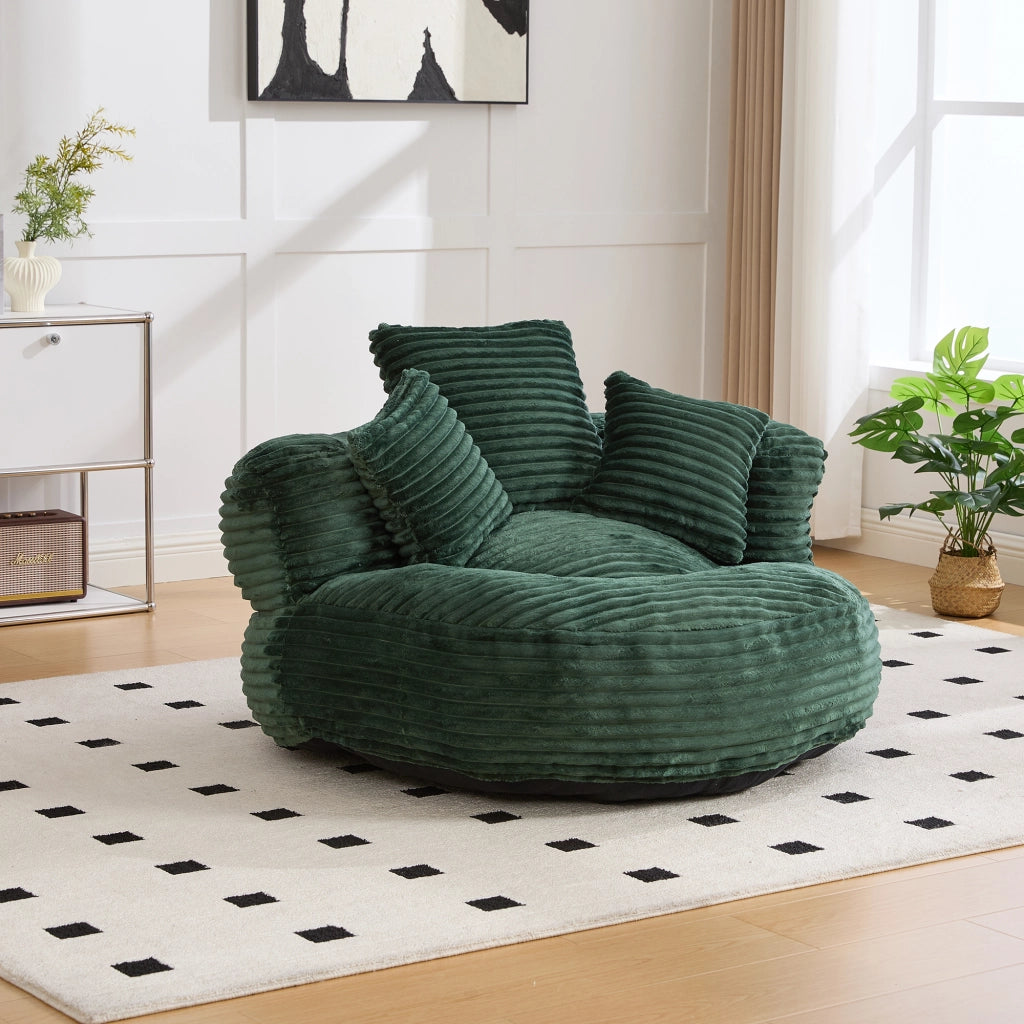POLTRONA SACCO 108x108x52 cm Velluto a coste Verde Smeraldo