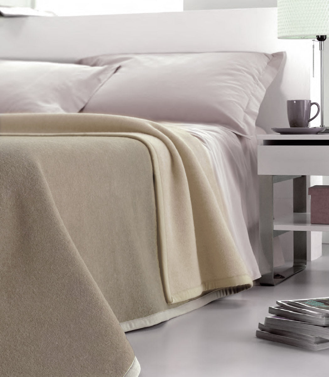 Coperta Pura Lana Singola Dobleface 450gr Cober Double Tortora