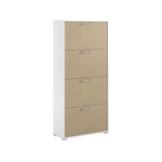 Mobile Portascarpe Aristolochia, Scarpiera Cassetti Made in Italy, 28.00x67.00x147.00h cm Bianco Cannettato