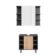 Vicco Set di mobili da bagno Antracite/quercia dorata 2 parti