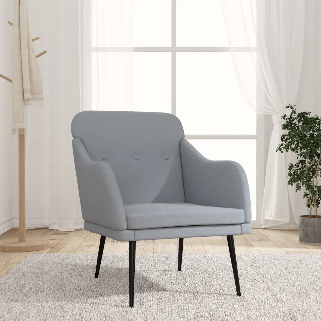 Poltrona-Divano Sedia-Poltroncina Grigio Chiaro 63x76x80 cm in Tessuto