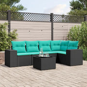 Set Divani da Giardino 6 pz con Cuscini Nero in Polyrattan 3222536