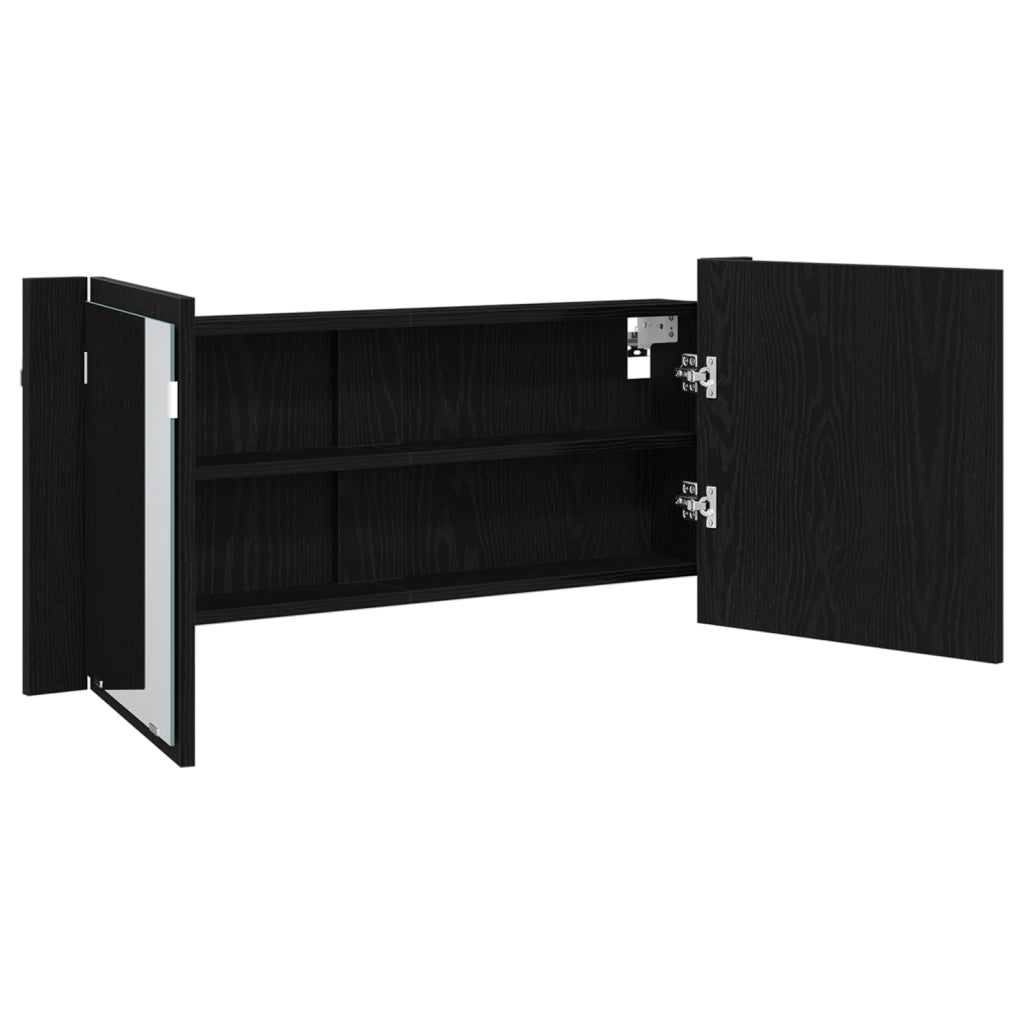 Specchio LED Rovere Nero 100x12x45 cm Legno Ingegnerizzato