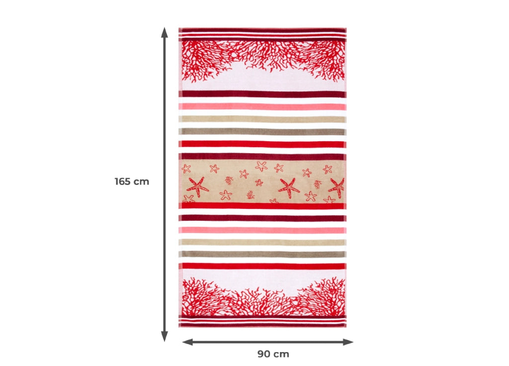 Telo Mare Jacquard Spugna Asciugamano Spiaggia Disegno Queensland - Telo Mare - Rosso