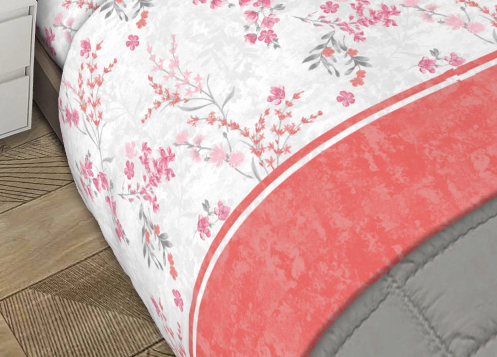 Completo Lenzuola 100% Cotone Made Italy Fantasia Floreale Venezia C.N - Matrimoniale - Rosa