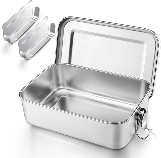 Lunchbox con sezioni, lunchbox in acciaio inossidabile e bentobox per bambini e adulti, lunchbox con distributore rimovibile per pic-nic, scuola e in viaggio, impermeabile e lavastoviglie resistente - 1400 ml