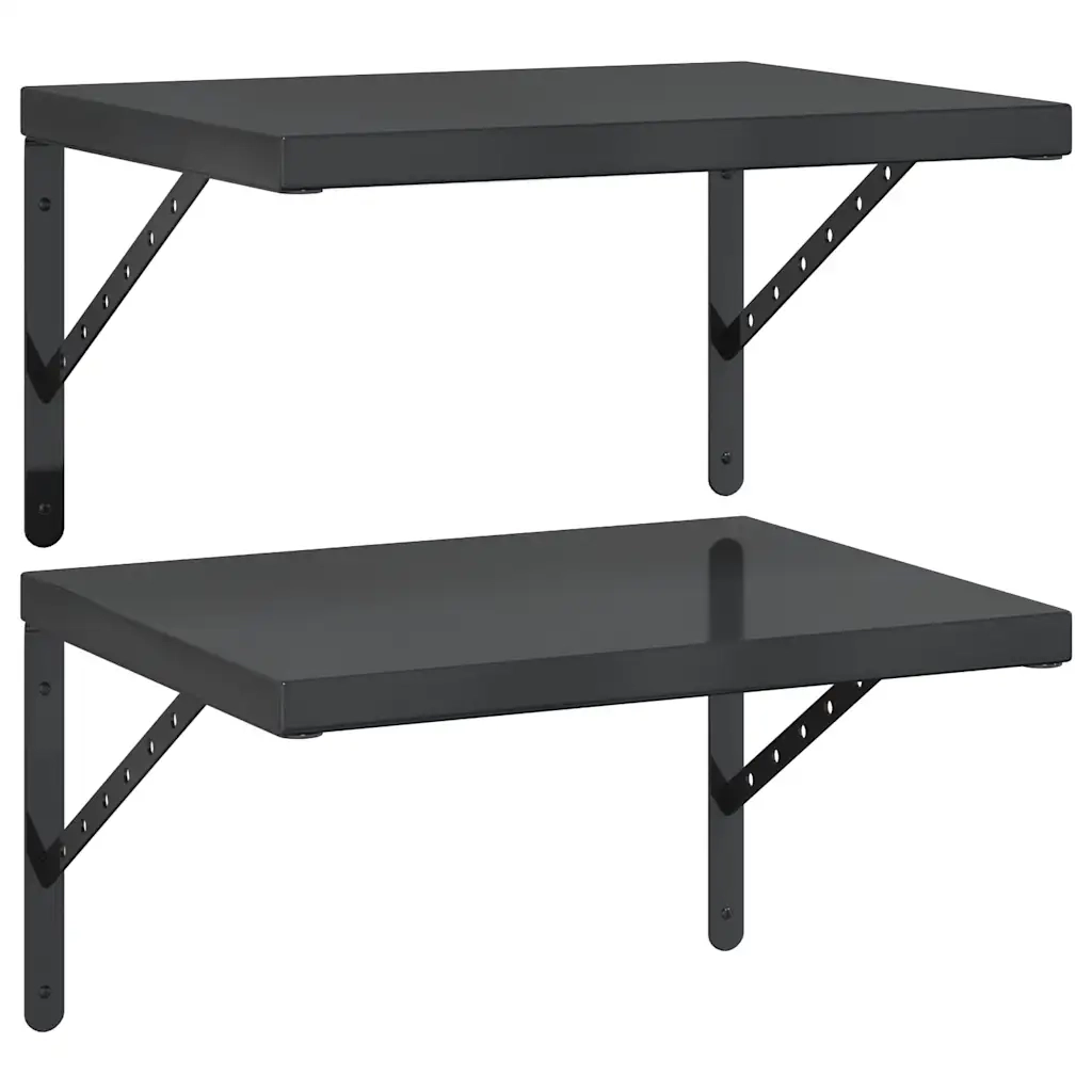 Mensole a Muro 2 pz 50x40 cm Nero in Acciaio Inossidabile 3214517
