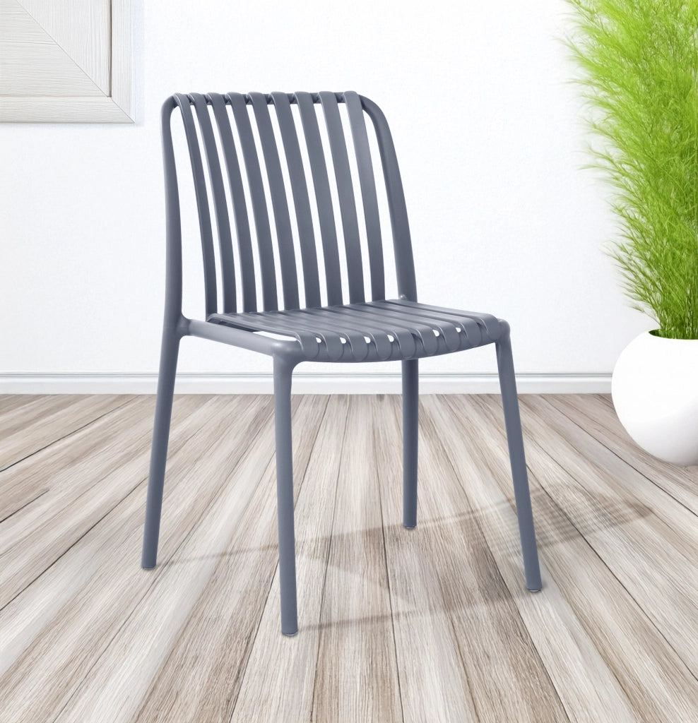 Set 4 Sedie In Polipropilene e Fibra Di Vetro Sedia Cucina Trattamento Uv Antiscolorimento Giardino Interno Esterno Moderne Robuste Resistenti Seduta Terrazzo Soggiorno Bar Ristorante Impilabili Maya-Grigio