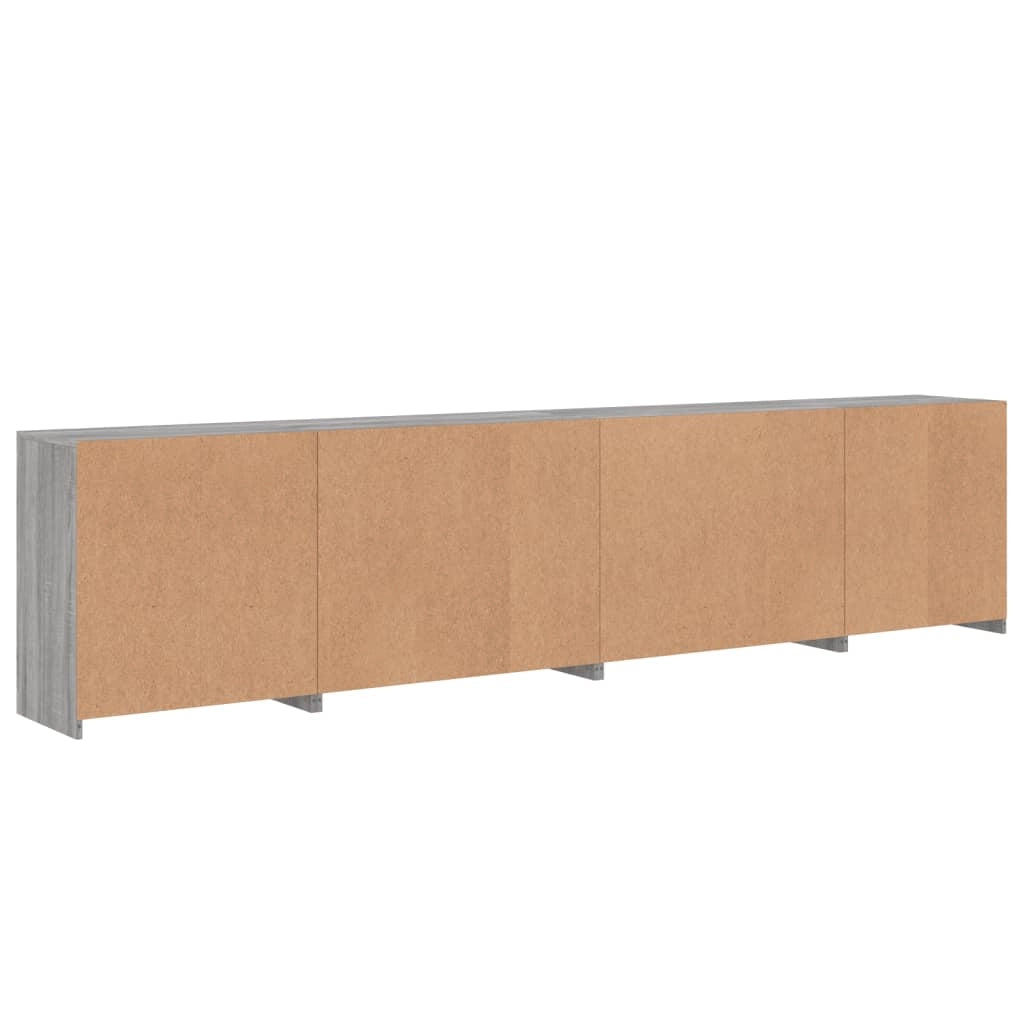 Buffet credenza cassettiera armadio mobile contenitore organizer per cucina soggiorno salotto con luci LED Sonoma 283 x 37 x 67 cm grigio 02_0030070