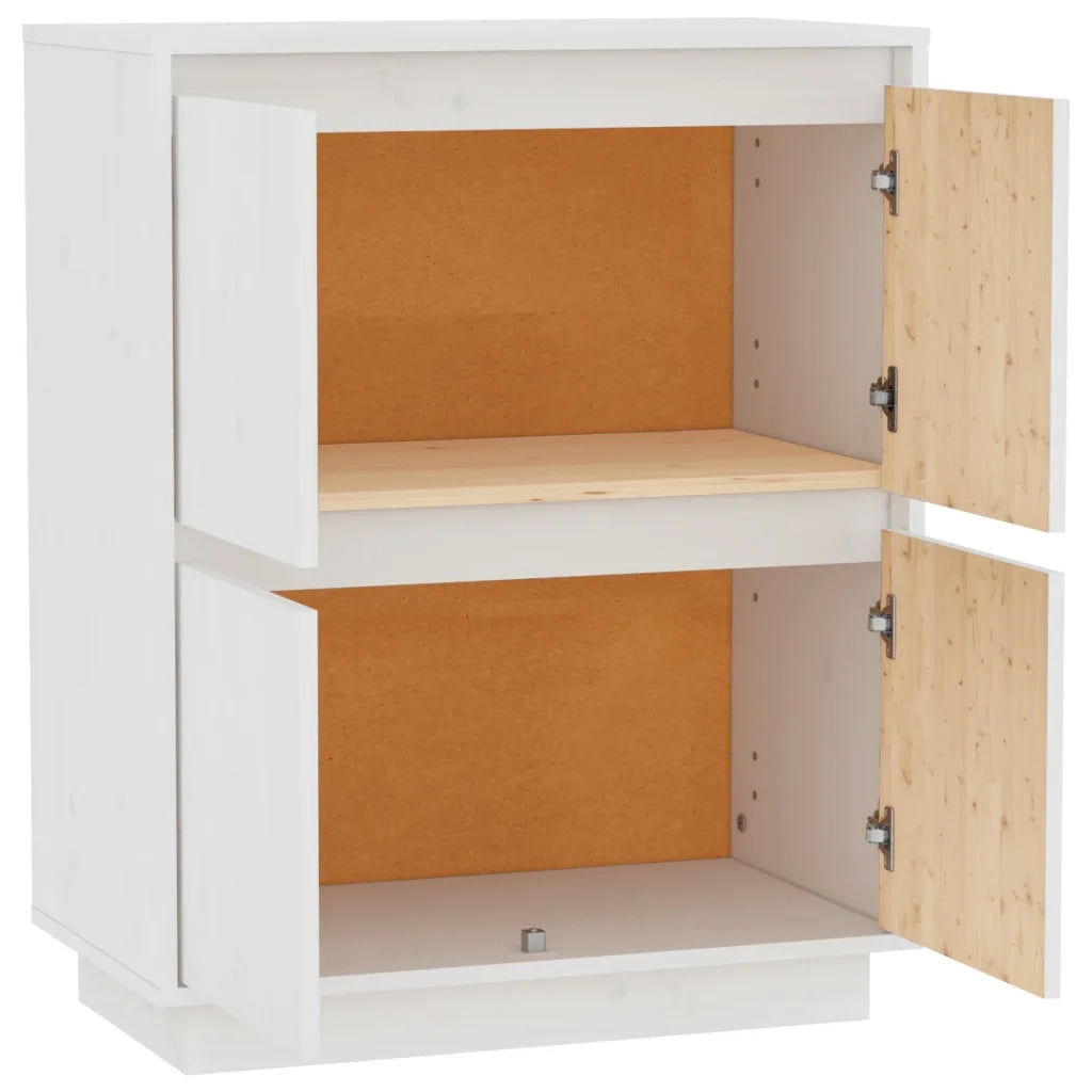 Credenza-Buffet-Armadio da cucina Bianca 60x34x75 cm in Legno Massello di Pino 948866