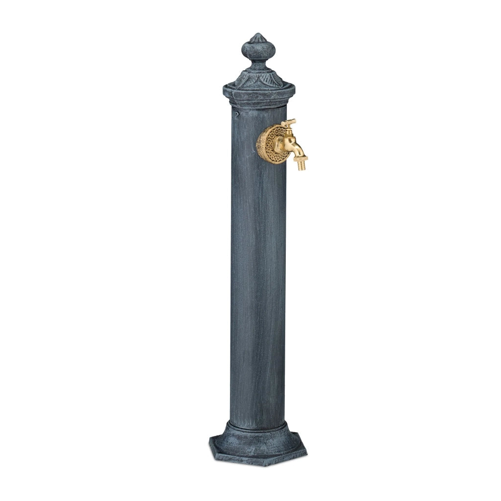 Fontana da esterno per giardino dal design nostalgico per decorazione raccoglitore d'acqua 75 x 25 x 25 cm in ghisa grigio antico 13_0015682