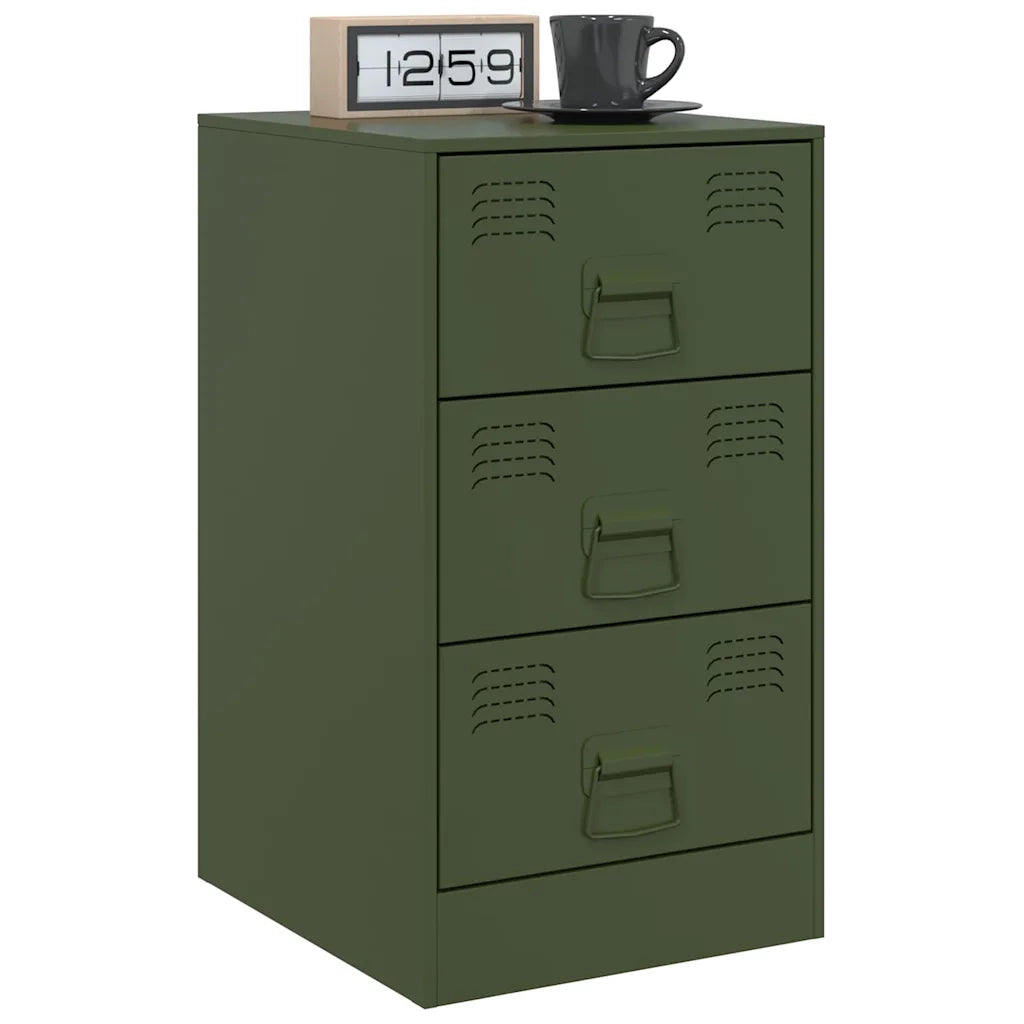 Comodini 2 pz Verde Oliva 34,5x39x62 cm in Acciaio 841784