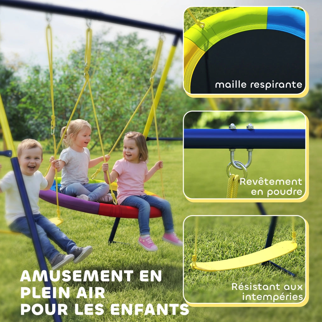 Altalena per bambini con doppia seduta ¨C zephmum ¨C acciaio, multicolore