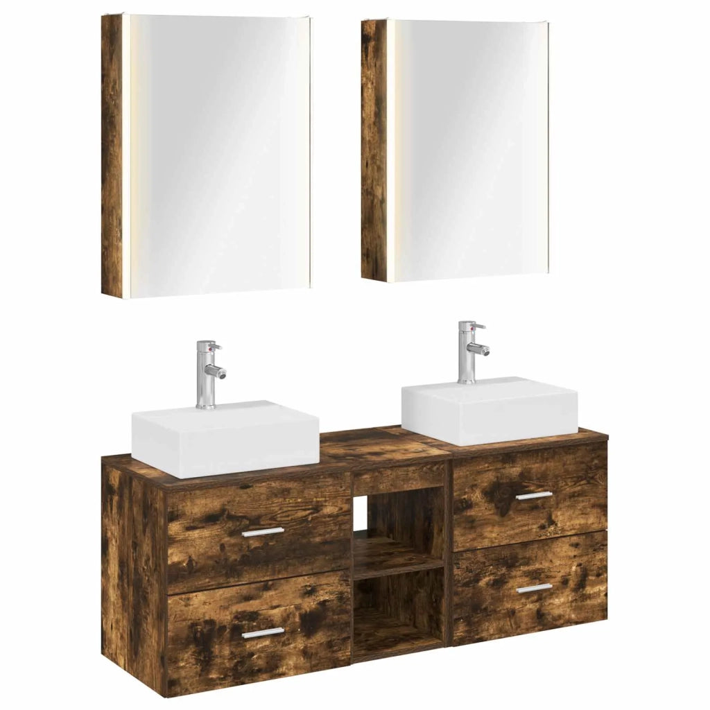 Set di mobili per il bagno 5 pcs Rovere Fumo 3406811