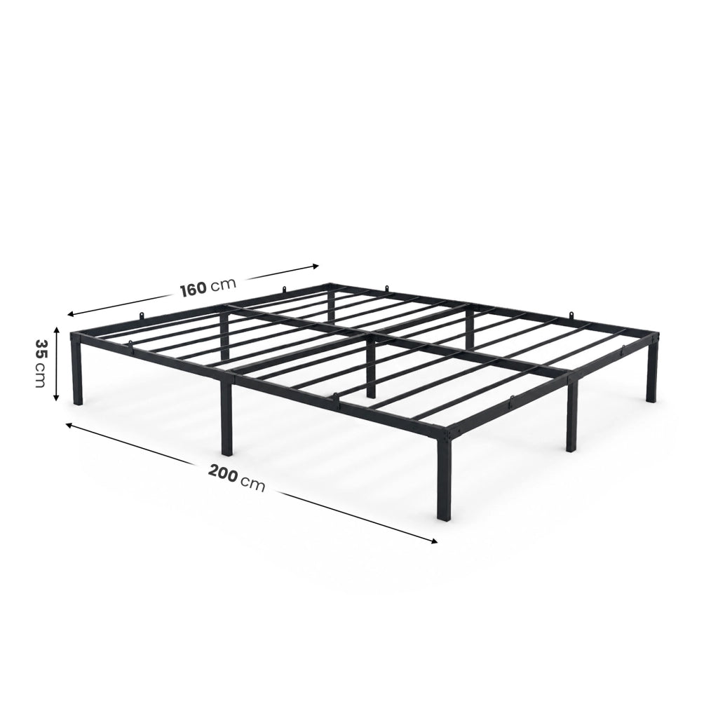 Struttura Letto Pieghevole in Metallo Rete a Doghe 160x200 cm Nero Letto per Ospiti 9 Gambe 20 Doghe