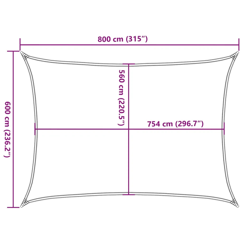 vidaXL Vela Parasole Sabbia 8x6 m 100% Poliestere Oxford