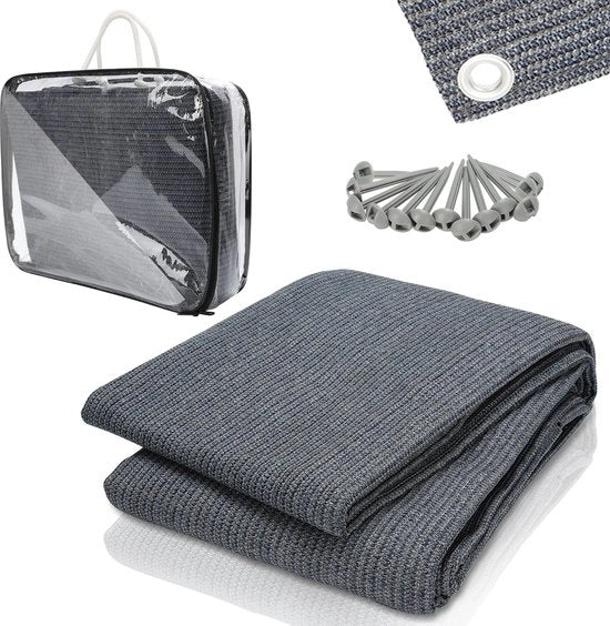 Tavolo da Campeggio per Pic-Nic 300x400cm Blu-Grigio HDPE Resistente all'Acqua 13 Pennelli per Terra