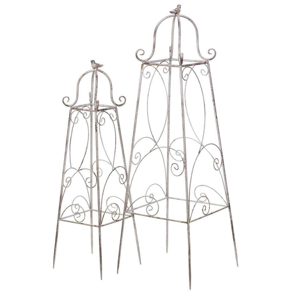 Set di decorazioni in metallo da 2 pezzi, 34x34x100h - 25x25x80h cm