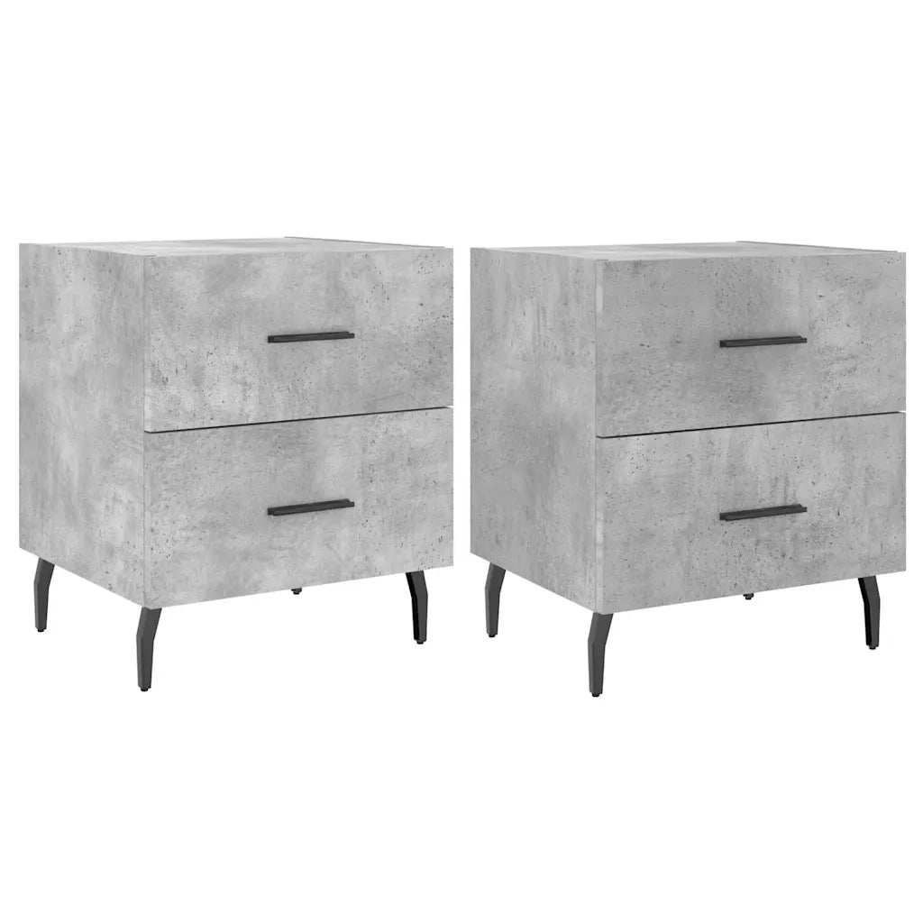 Comodini 2 pz-Set di 2 Tavolino da notte Grigio Cemento 40x35x47,5 cm in Legno Multistrato 763860