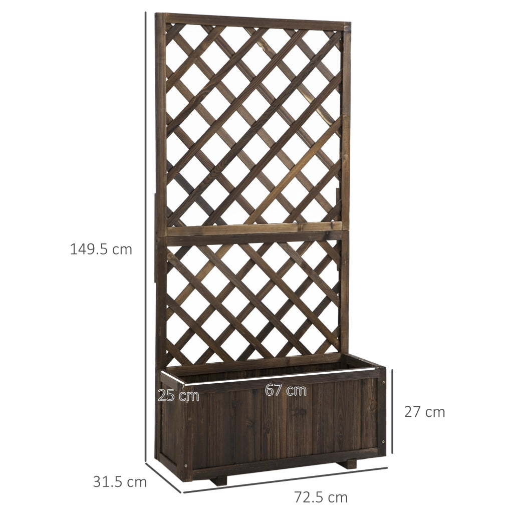 Fioriera da Esterno con Grigliato per Rampicanti ¨C Minimal ¨C Legno di Abete 72.5x31.5x149.5 cm