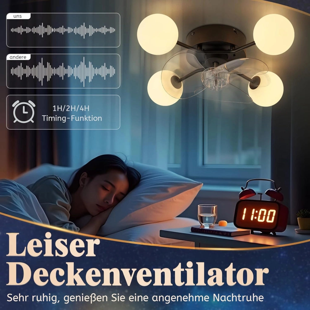 ZMH Ventilatore da Soffitto Silenzioso G9 con Luce Telecomando 6 Velocità per Sala da Pranzo Lampadina Non Inclusa