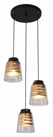 Lampadario Candellux Fresno 3xE27 nero vetro 40cm dimmerabile