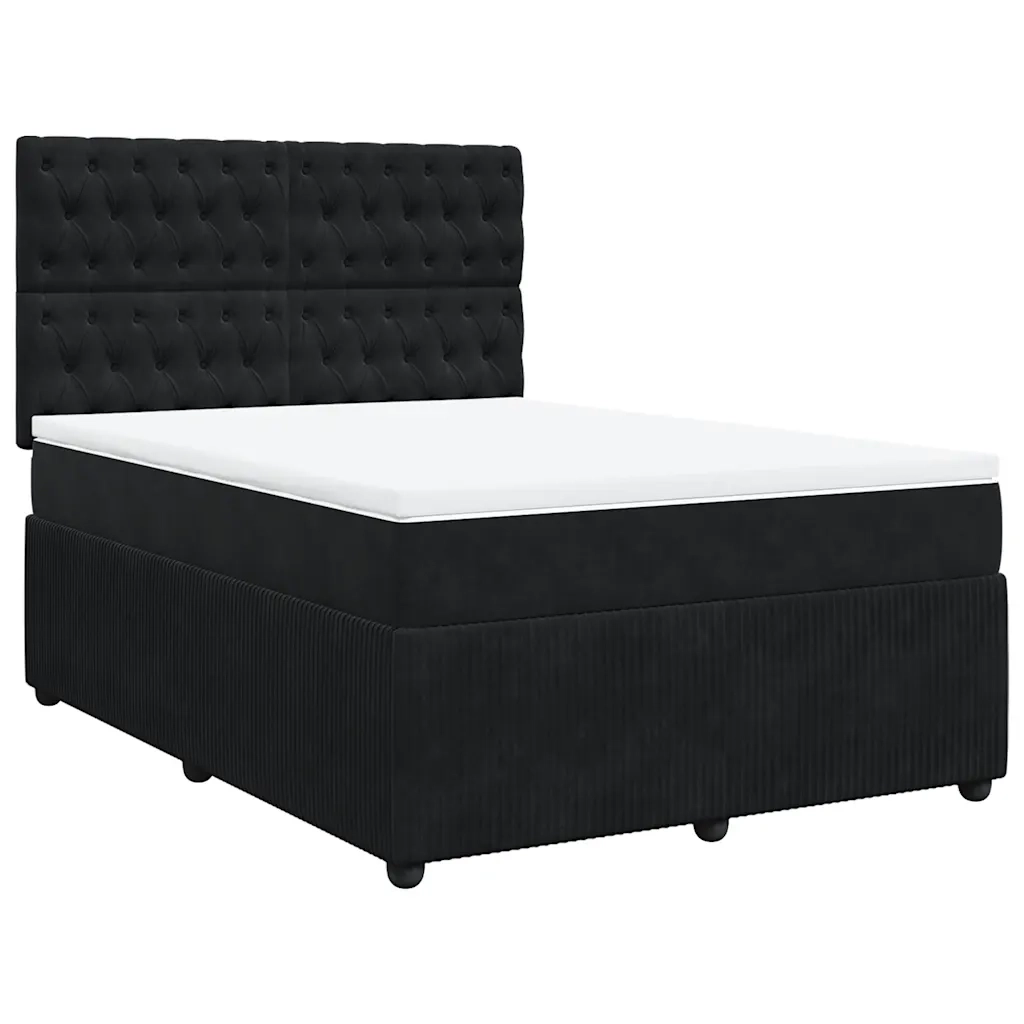 vidaXL Giroletto a Molle con Materasso Nero 140x190 cm in Velluto