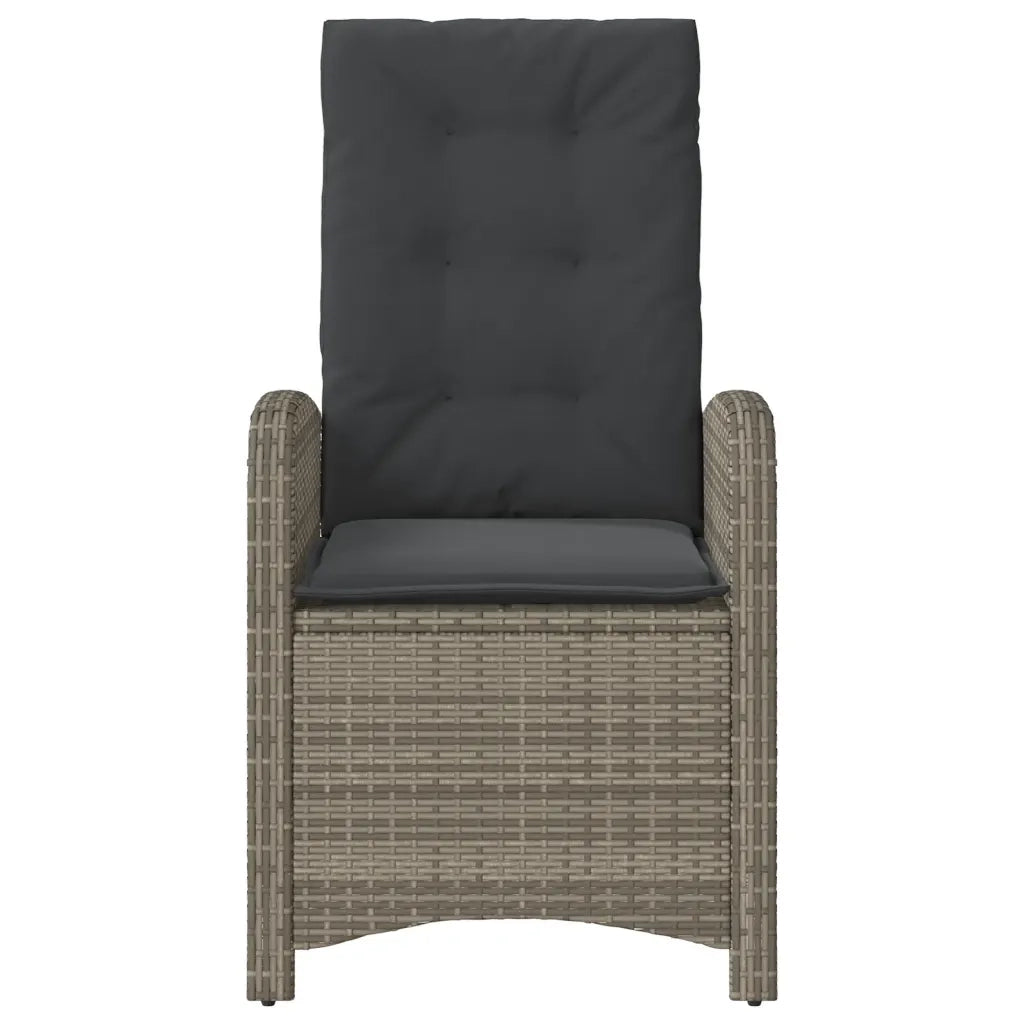 Sedia Reclinabile da Giardino con Cuscini Grigia in Polyrattan 365163