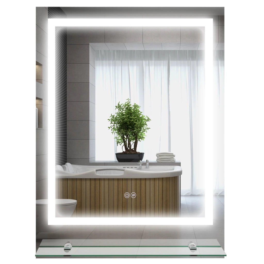 Specchio da Bagno Rettangolare con LED ¨C Xylo ¨C 70x50 cm Luminoso a Parete