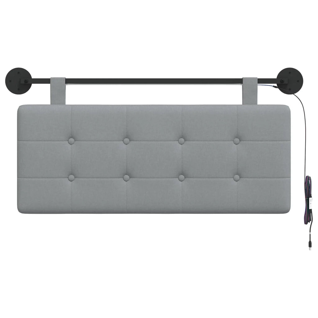 Testiera sospesa Con luce LED Grigio Chiaro Tessuto 3424387