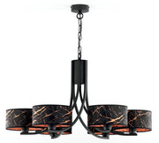 Lampadario Arthur nero rame 6xE27 15W catena Jupiter