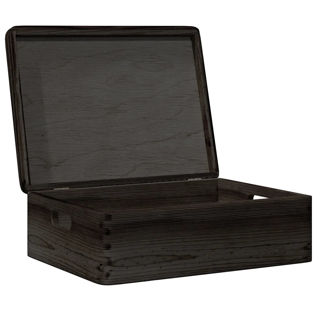 Scatola in Legno Coperchio&Manici Nera 40x30x13cm Legno di Pino 4017397