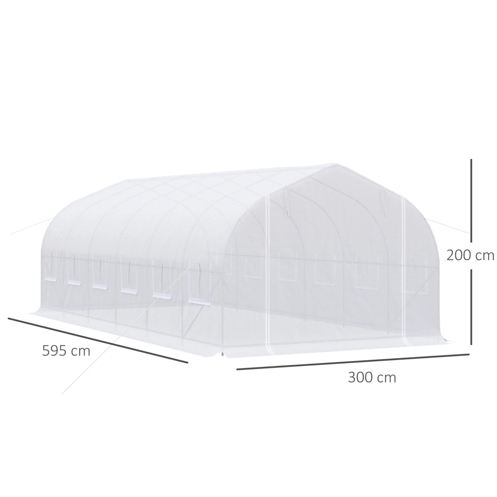 Serra da Giardino Tunnel 6x3x2 m ¨C zephmum ¨C 12 Finestre e Porta con Zip, Metallo, Bianco