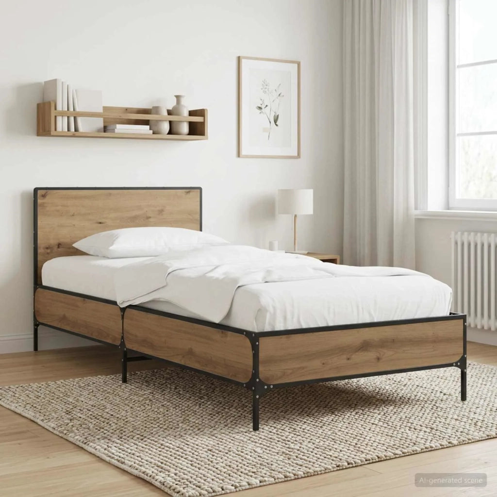 Struttura letto con testata Rovere Artigianale 80 x 200 cm 8009112