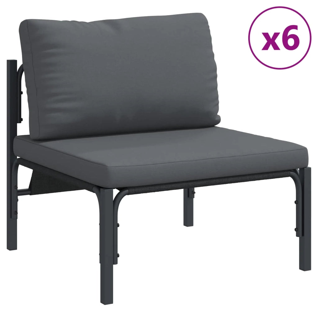 Set Divano da Giardino con cuscino 9 pcs Nero Acciaio 3378996