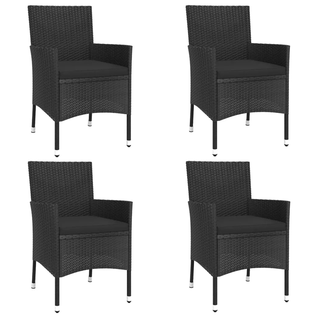Set BistrÃ² da Giardino 5 pz con Cuscini in Polyrattan Nero
