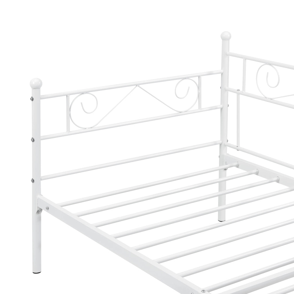 Struttura Divano Kerava in Acciaio Letto Singolo 90 x 200 cm - Bianco Opaco [en.casa]