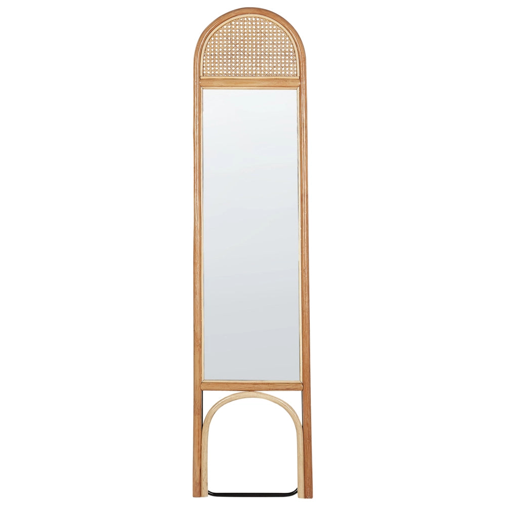 Elegante specchio da terra in rattan naturale tile boho 168x41 cm camera da letto soggiorno