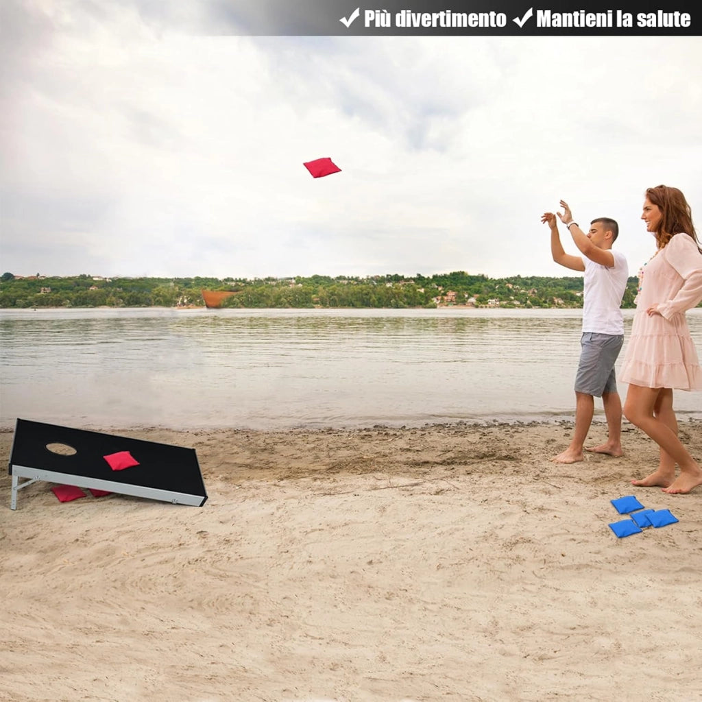 Tavole Cornhole, Tavolo per Giochi di Lancio, Design Pieghevole e Maniglia Laterale, Gioco Cornhole Classico, con 8 Sacchi di Sabbia