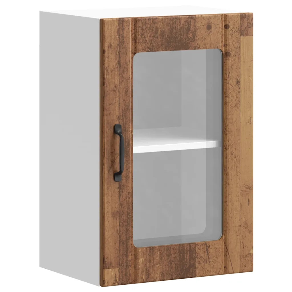 Pensile da Cucina con Porta in Vetro Lucca Legno Antico