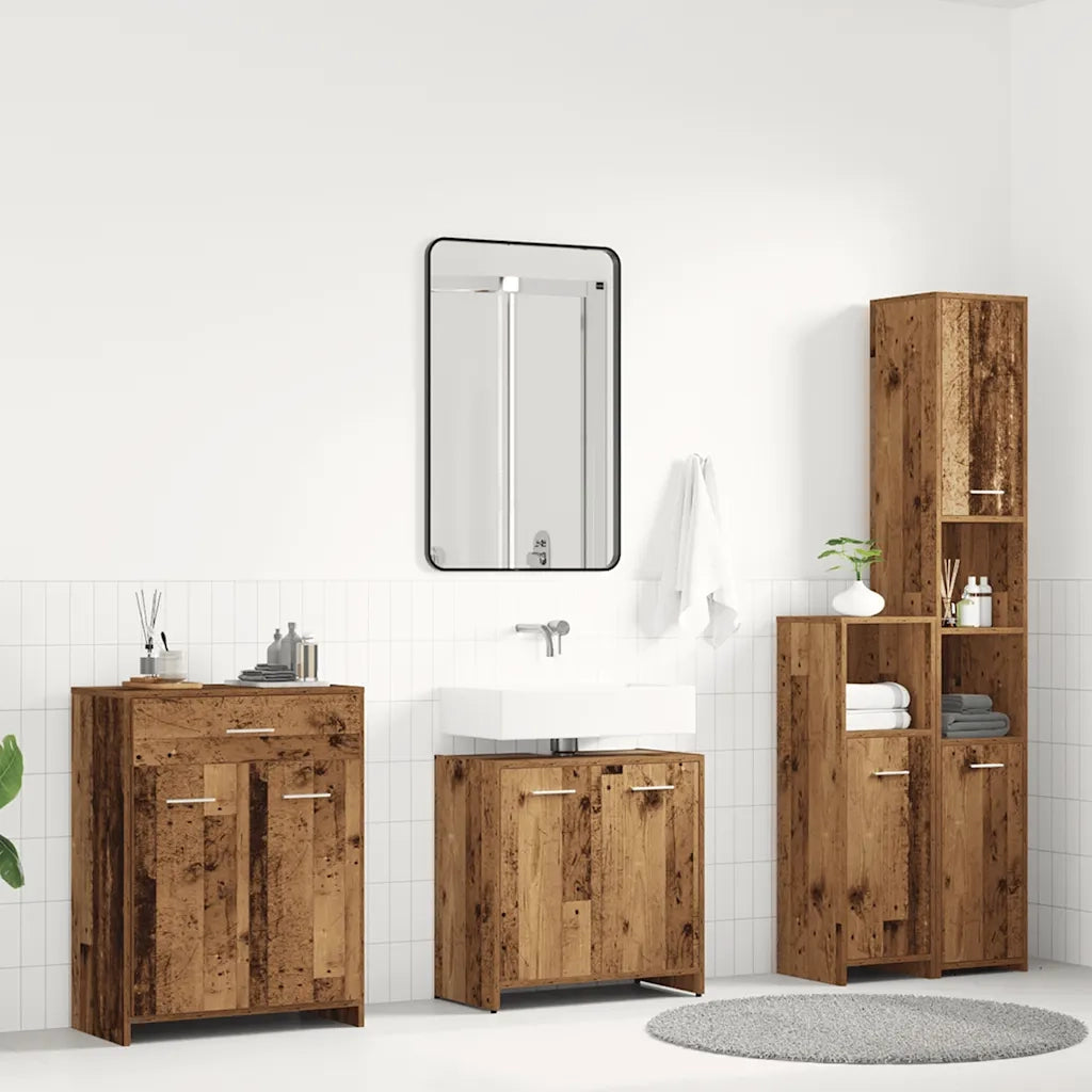 Set Mobili da Bagno 4 pz Legno Antico in Legno Multistrato 3328941