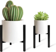 Standarizzazione di piante metallica per fiori, altezza 20-30 cm, per uso interno ed esterno, supporto per vaso quadrato nero 33 cm, con 2 pezzi.