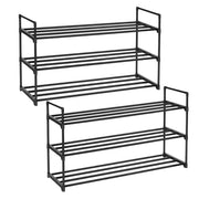 Set di 2 scarpiere organizer per scarpe a 3 ripiani portascarpe in metallo capacità 24-30 paia di scarpe per soggiorno ingresso corridoio nero 12_0006219