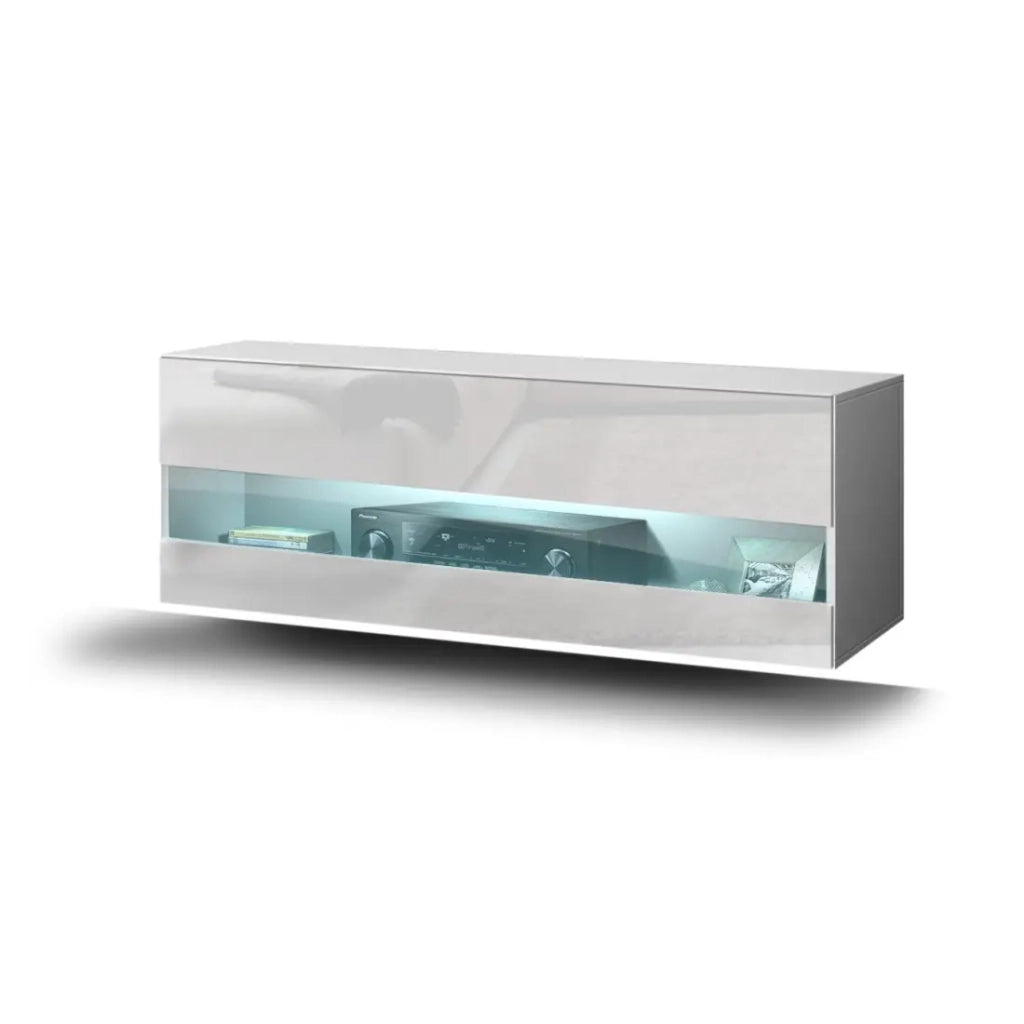 Mobile da soggiorno bianco collezione CEPTO 37x91cm, 1 porta con vetro, 2 scaffali.