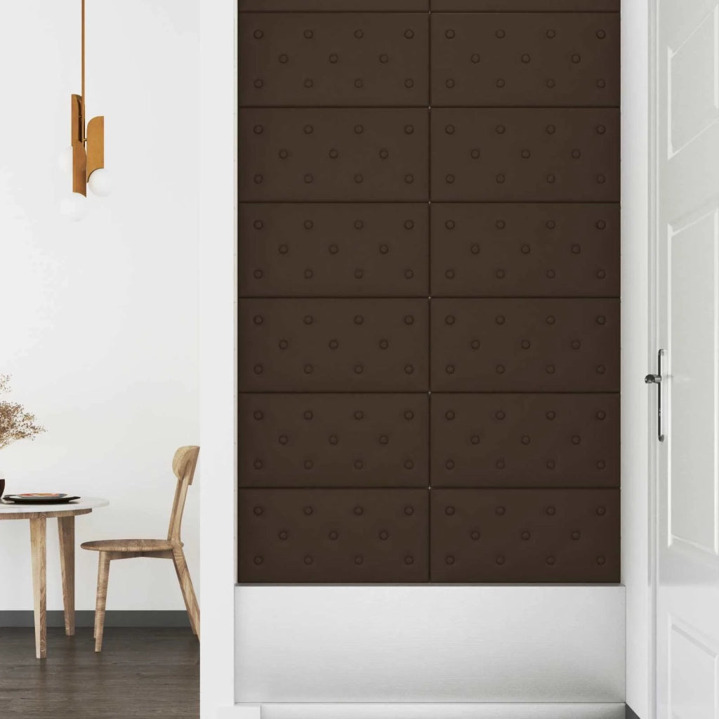 Testiera da Parete 12 pcs Marrone 60 x 30 cm Pelle Sintetica