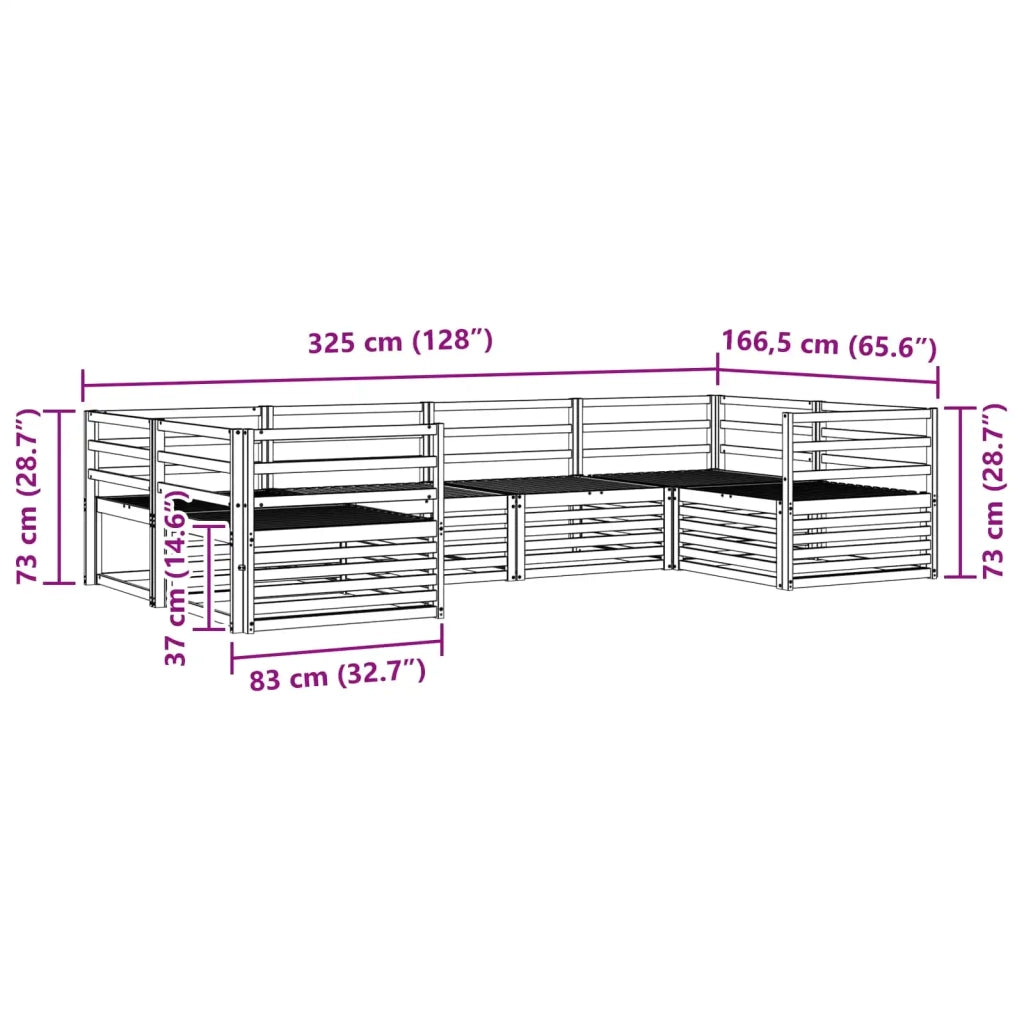 Set divani 6 pcs Naturale Legno di Acacia Massello 3373999