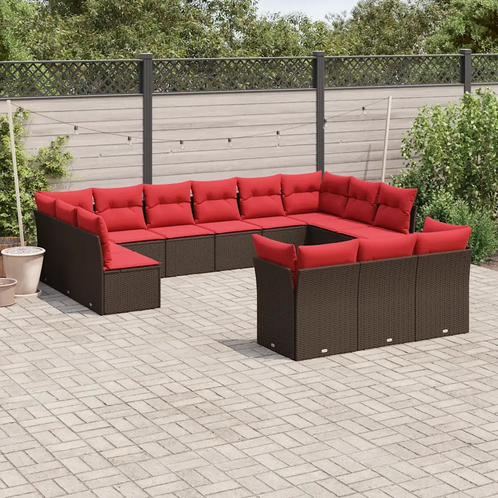 Set Divani da Giardino 13 pz con Cuscini Marrone in Polyrattan 3218454