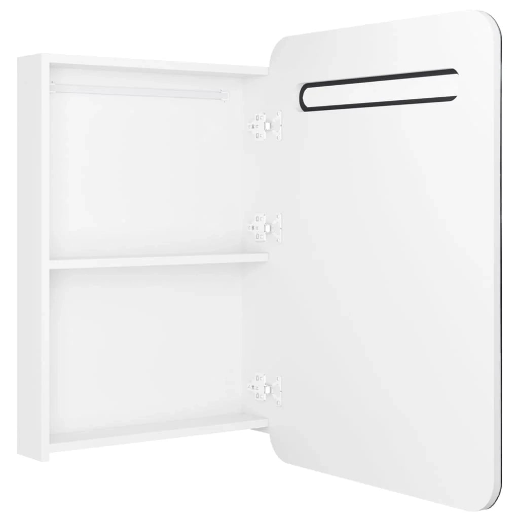 Mobile bagno con specchio LED 60 x 11 x 80 cm bianco lucido 02_0006582